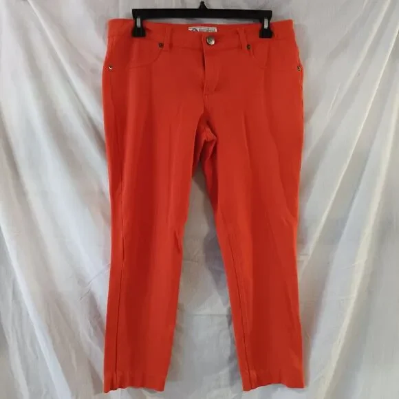 Vntg Southpole Women's Orange Pants Size 1 XL Stretchable Straight Cut Jeans - Picture 2 of 5